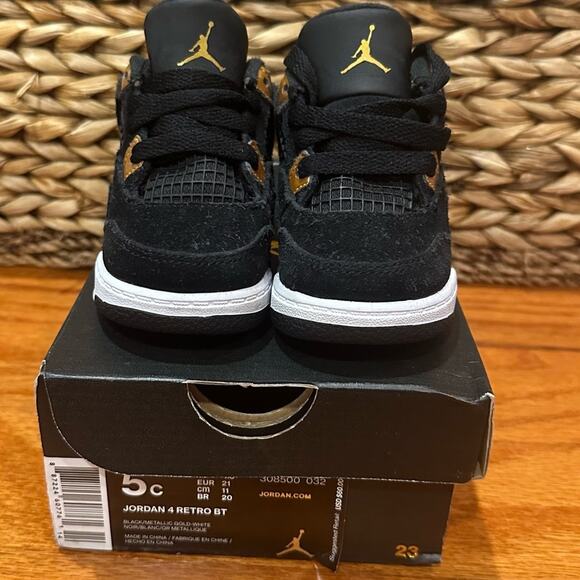 Jordan 4 Retro Sneakers sz 5c Black on Black Retro 4 Sneakers toddler sz 5 - Picture 2 of 9